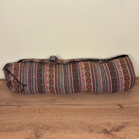 GANESH HIMAL TRADING Nepal 100% Cotton Striped Knit Travel Bag Duffel Adjustable - Picture 1 of 7